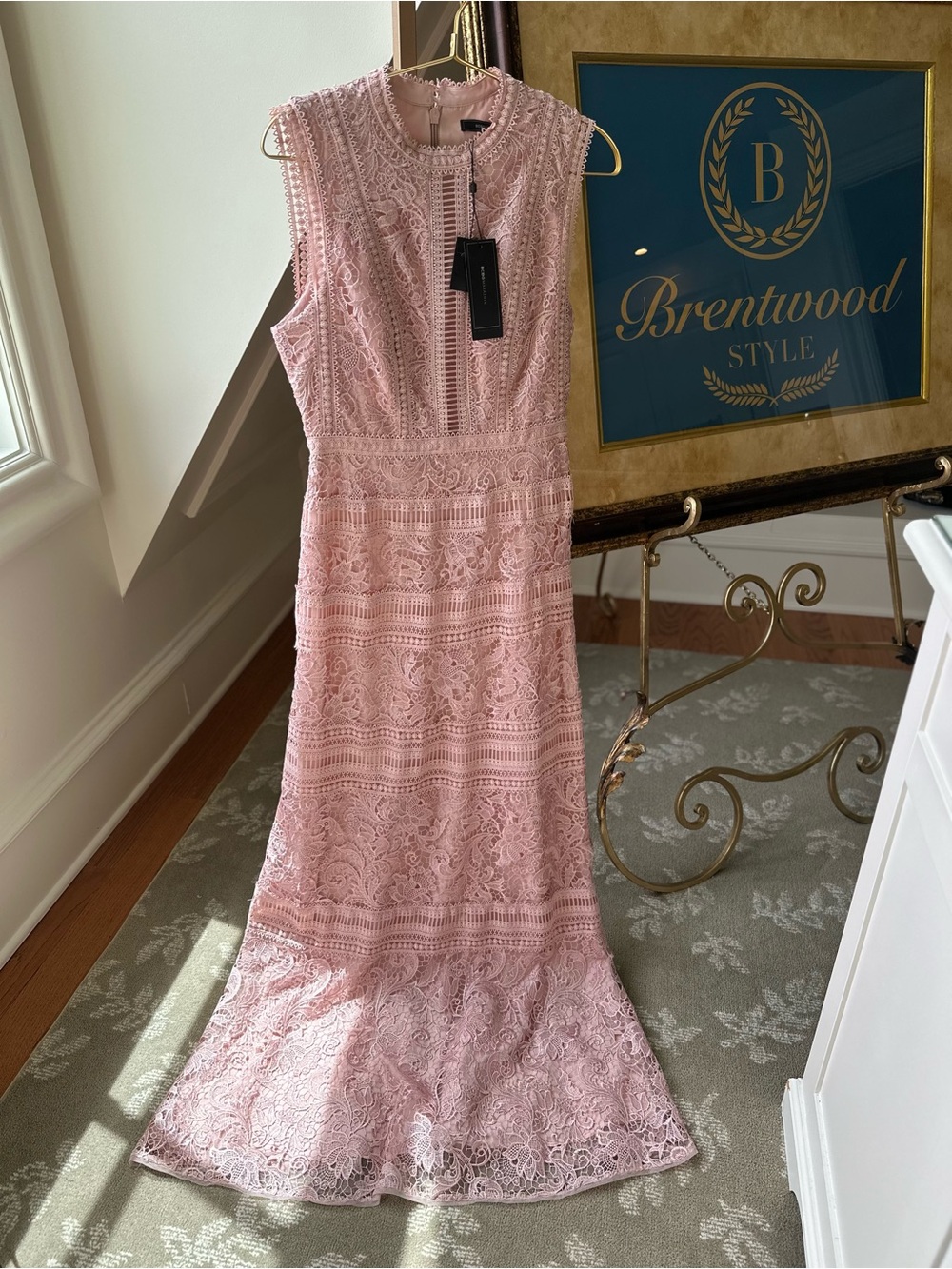 BCBG  Women’s Pink Lace Sleeveless Gown size 6 NWT